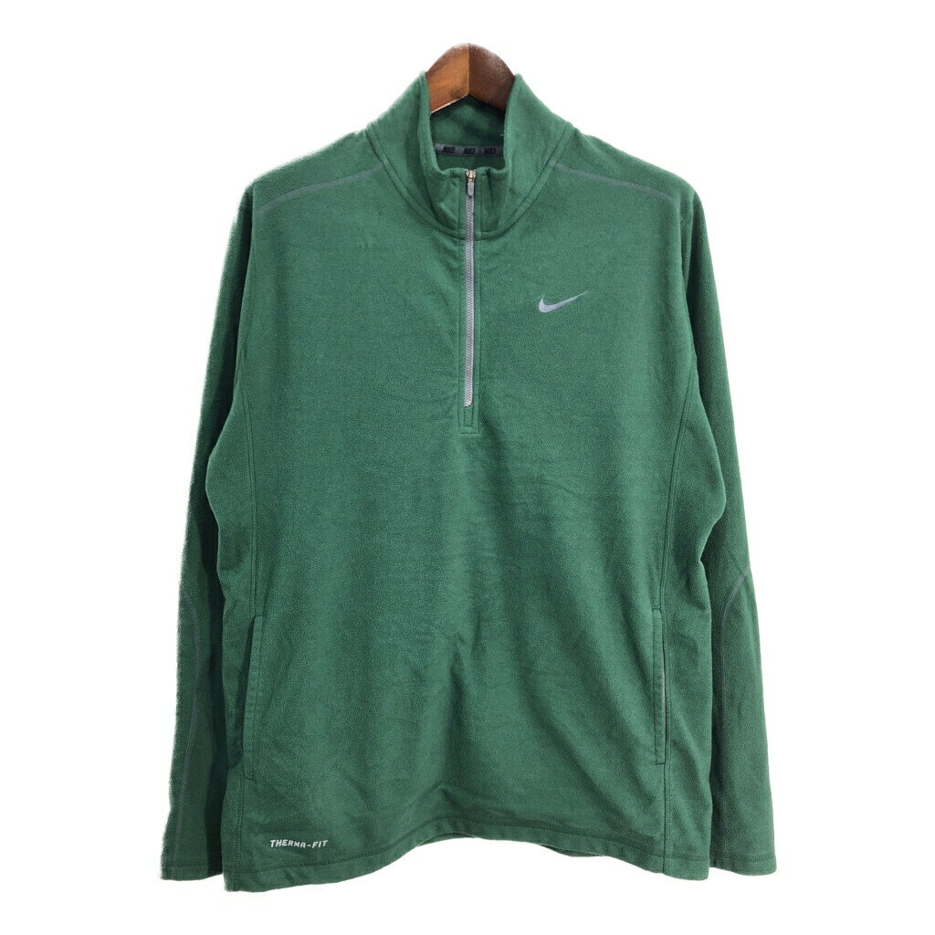 NIKE ナイキ THERMA -FIT ハーフジップ フリースジャケット スポーツ グリーン (メンズ L) 中古 古着 T0952