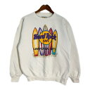 90年代 USA製 Hard Rock Cafe ハードロックカフェ スウェット ホワイト (メンズ L) 中古 古着 T1056(4)