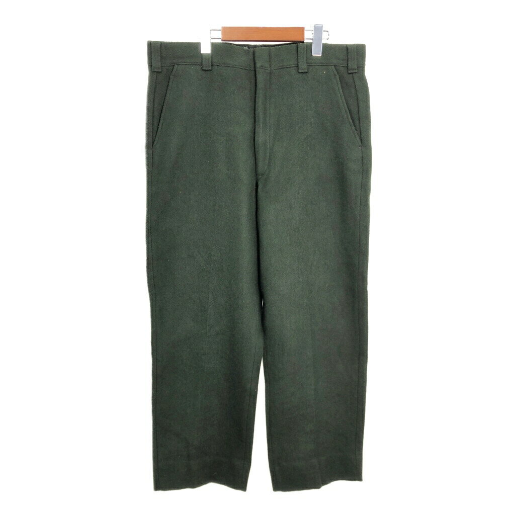 80年代 USA製 WOOLRICH ウールリッチ ウール スラックスパンツ 大きいサイズ グリーン (メンズ 38) 中古 古着 T1262