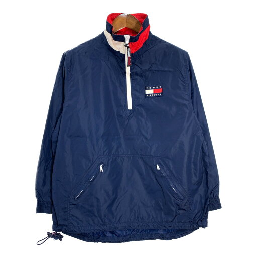 TOMMY HILFIGER トミーヒルフィガー ハーフジップ プルオーバージャケット ネイビー (メンズ L) 中古 古着 T1388 TOMMY HILFIGER トミーヒルフィガー ハーフジップ プルオーバージャケット ネイビー (メンズ L) 中古 古着 T1388
