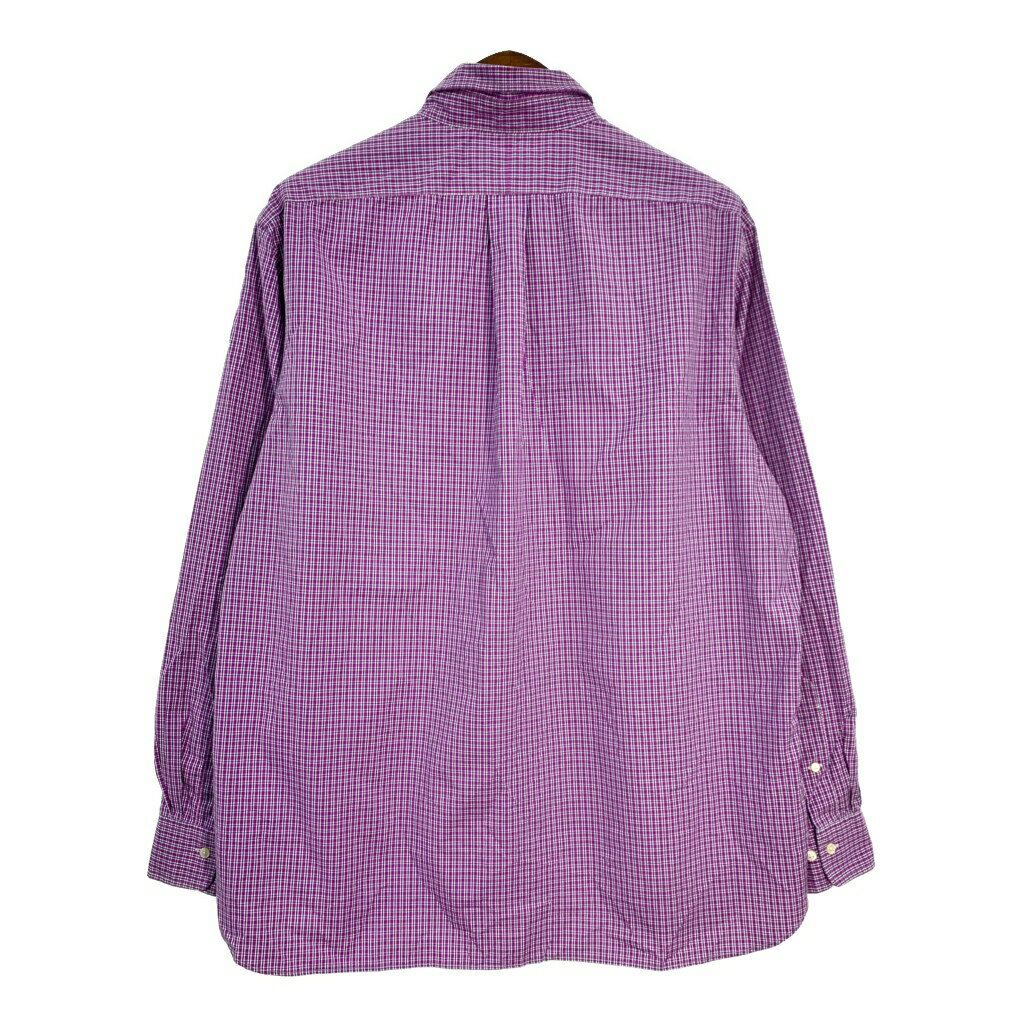 RALPH LAUREN ラルフローレン ボタンダウン 長袖シャツ 大きいサイズ チェック パープル (メンズ 18) 中古 古着 T1394