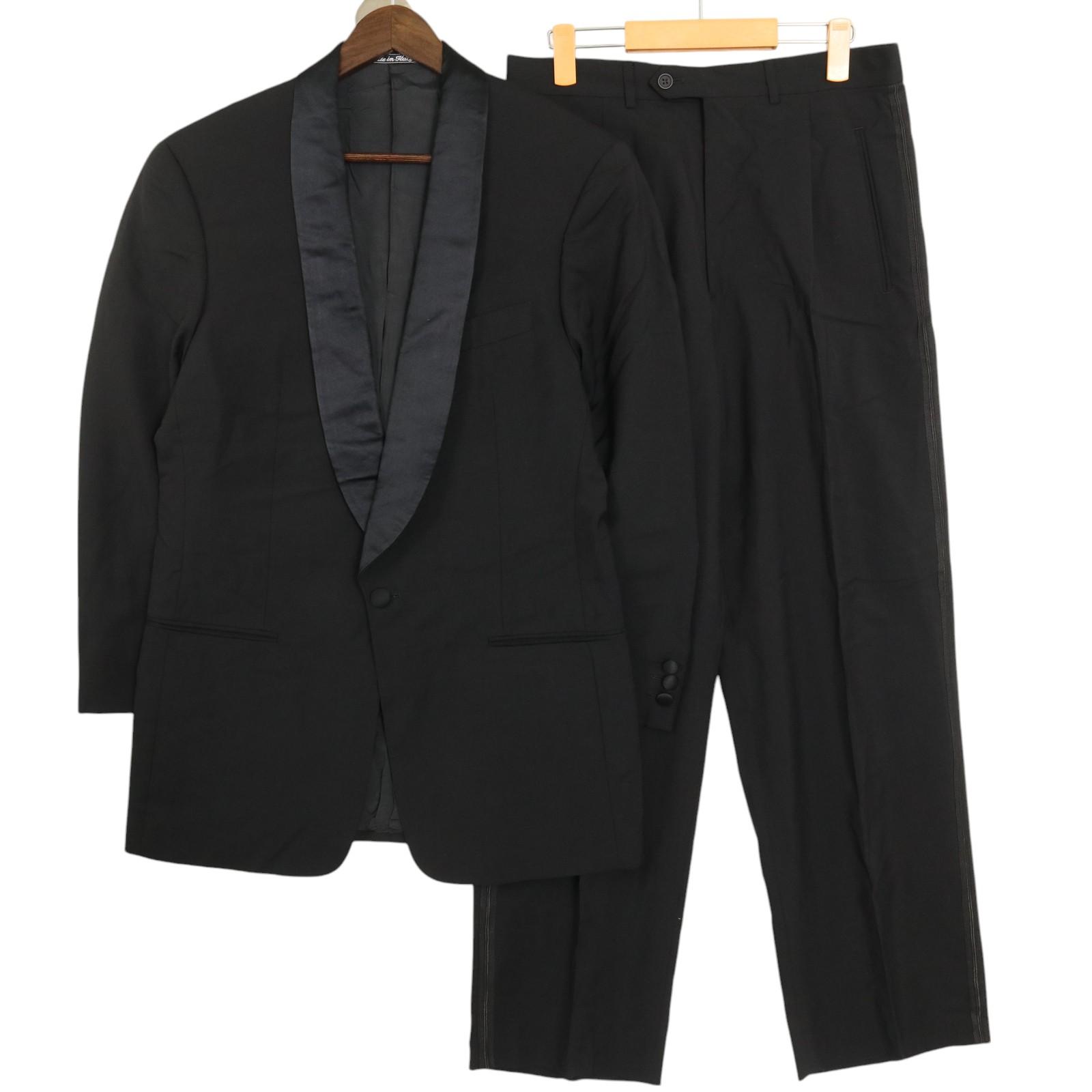 80年代 イタリア製 GIORGIO ARMANI ジョルジオ アルマーニ タキシード セットアップ ブラック (メンズ 46 R) 中古 古着 A3875