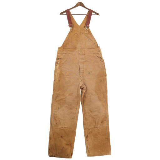 70年代 USA製 Carhartt カーハート ダック ダブルニー ビブオーバーオール ヴィンテージ ブラウン(メンズ W38 L31相当) 中古 古着 A3891 70年代 USA製 Carhartt カーハート ダック ダブルニー ビブオーバーオール ヴィンテージ ブラウン(メンズ W38 L31相当) 中古 古着 A3891
