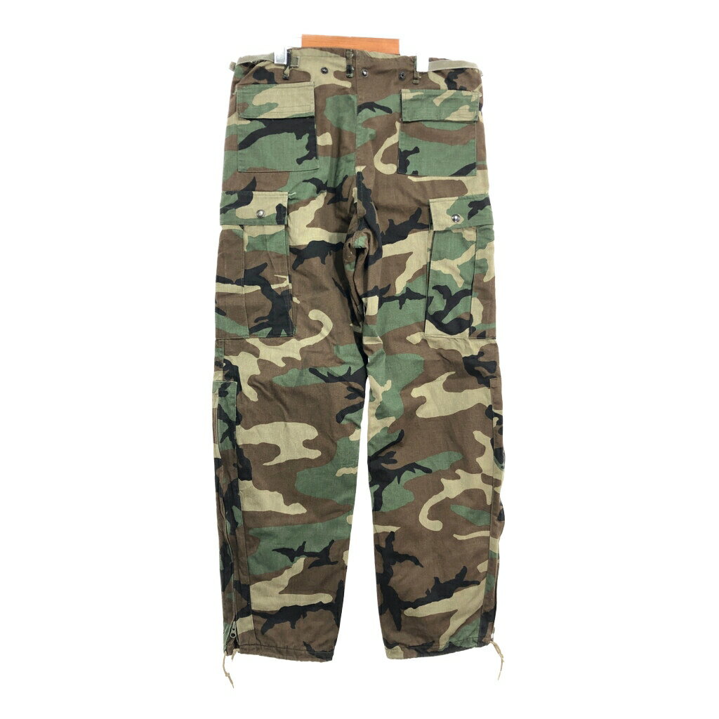 80年代 米軍実物 U.S.ARMY ケミカルプロテクティブパンツ ミリタリー ウッドランドカモ グリーン (メンズ SMALL) 中古 古着 T2096