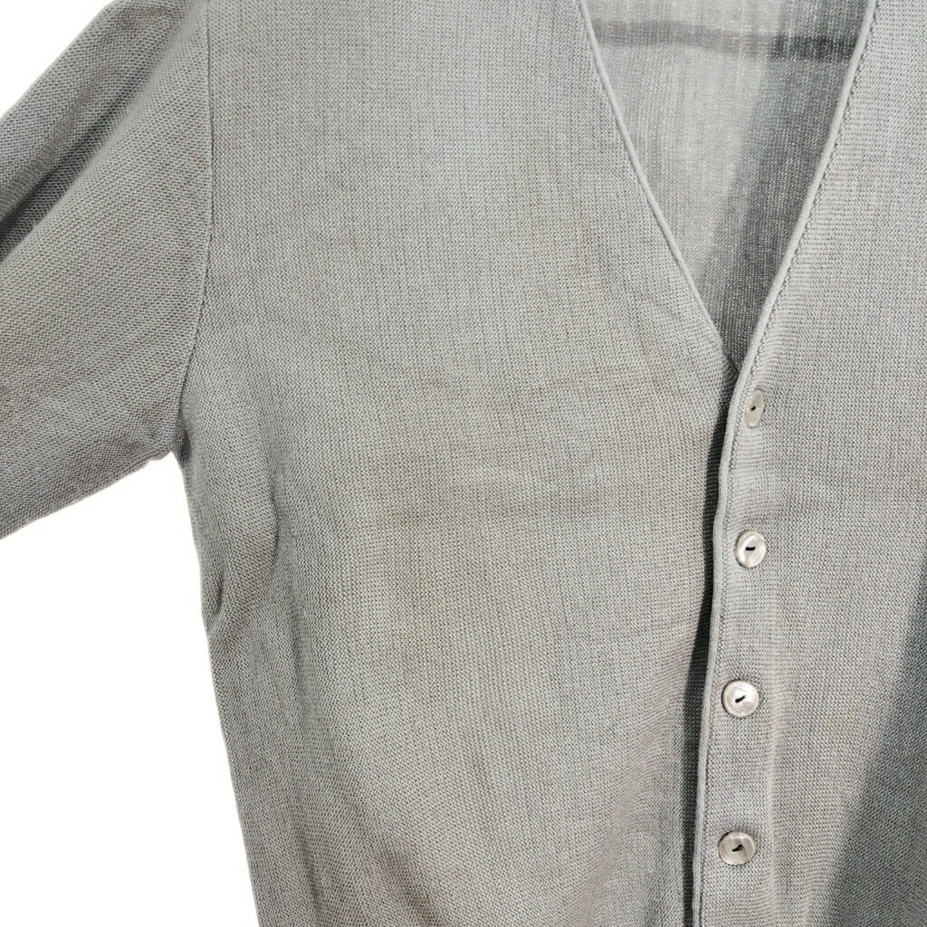 80年代 CHEMISE LACOSTE シュミーズ ラコステ アクリル ニット カーディガン グレー (メンズ L相当) 中古 古着 T2417