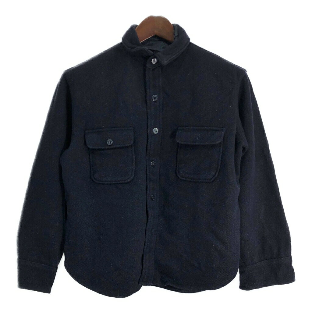 60年代 米軍実物 U.S.NAVY ウール CPOシャツ ヴィンテージ ミリタリー ネイビー (メンズ L相当) 中古 古着 T2561