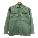 60年代 米軍実物 U.S.ARMY ユーティリティシャツ ミリタリー オリーブ(メンズ 14 1/2 )中古 古着 T2811