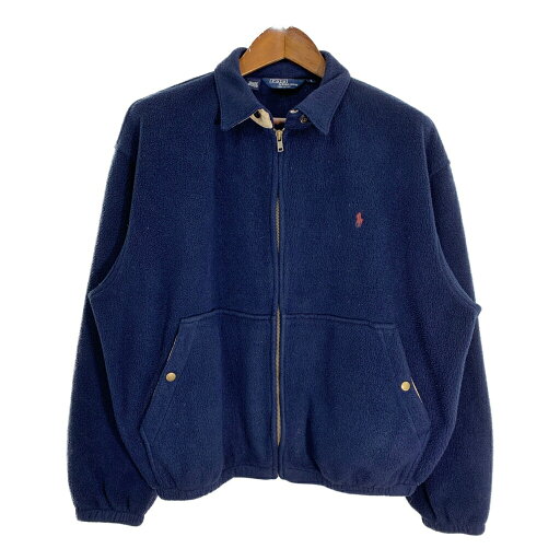 90年代 USA製 Polo by Ralph Lauren ポロ ラルフローレン フリーススイングトップ ネイビー (メンズ L) 中古 古着 T3169 90年代 USA製 Polo by Ralph Lauren ポロ ラルフローレン フリーススイングトップ ネイビー (メンズ L) 中古 古着 T3169
