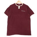 70年代 USA製 Champion チャンピオン リンガーTシャツ ヴィンテージ バータグ チョコチン ワインレッド (メンズ XL) 中古 古着 A4306