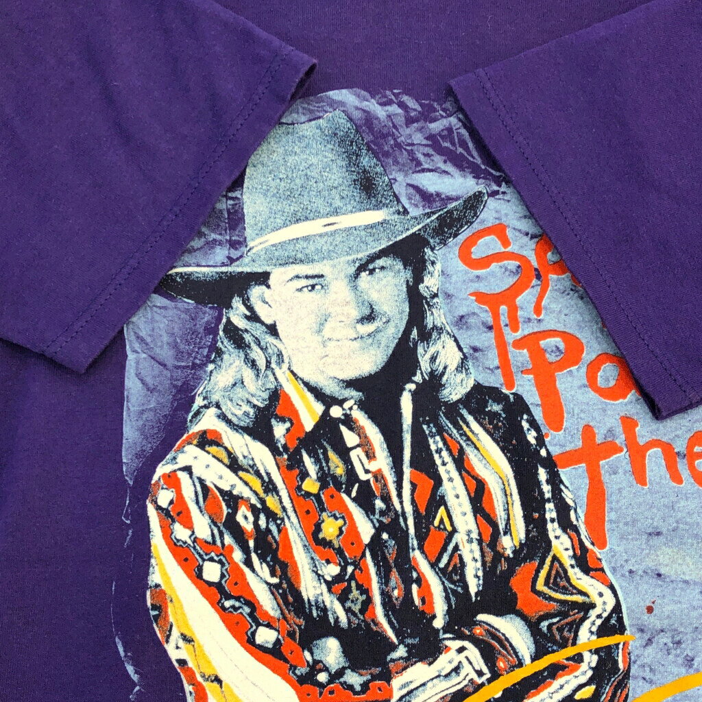 90年代 USA製 JERZEES ジャージーズ Tracy Lawrence トレイシー・ローレンス 半袖Tシャツ パープル (メンズ M) 中古 古着 T3521