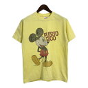 90年代 USA製 ブートレグ ミッキーマウス 半袖Tシャツ キャラクター イエロー (メンズ L) 中古 古着 T3739