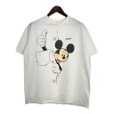 90年代 USA製 Disney ディズニー 騙し絵 ミッキーマウス 半袖Tシャツ キャラクター ホワイト (メンズ XL) 中古 古着 T3761(4)