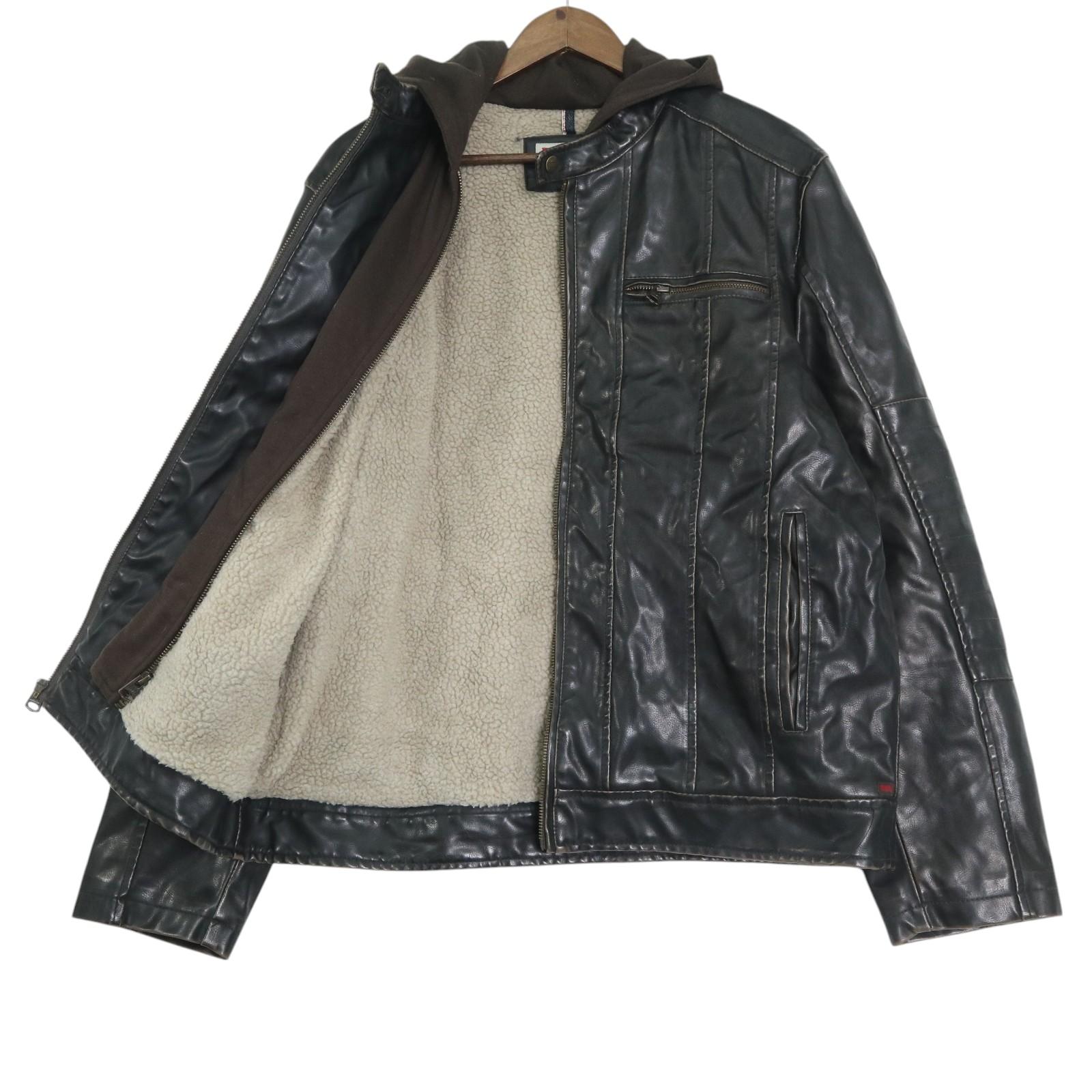00年代 Levi's リーバイス フェイクレザージャケット ブラック（メンズ L ）中古 古着 A4430