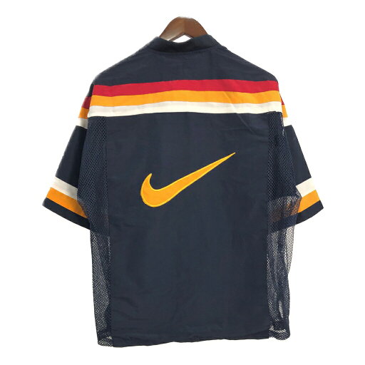 90年代 NIKE ナイキ ハーフジップ 半袖プルオーバージャケット 大きいサイズ スポーツ ネイビー (メンズ 4XL) 中古 古着 T3839