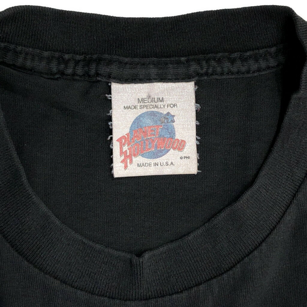 90年代 USA製 PLANET HOLLYWOOD プラネットハリウッド ロゴ 半袖Tシャツ ブラック(メンズ M)中古 古着 T3889