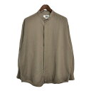 CITY STREETS バンドカラー レーヨンシャツ ブラウン (メンズ XL) 中古 古着 T3953(4)