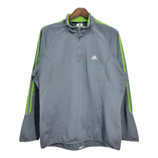 adidas アディダス トラックジャケット ハーフジップ プルオーバージャケット スポーツ グレー (メンズ XL) 中古 古着 T4079 adidas アディダス トラックジャケット ハーフジップ プルオーバージャケット スポーツ グレー (メンズ XL) 中古 古着 T4079