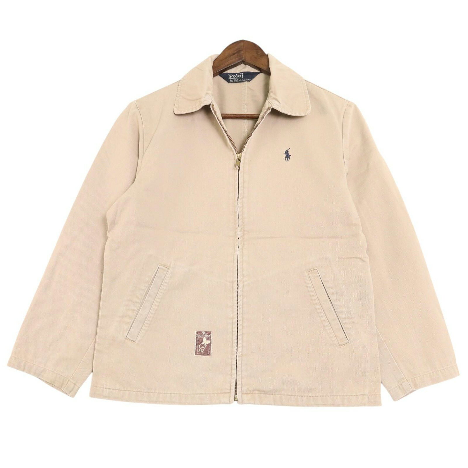 90年代 Polo by Ralph Lauren ポロ ラルフローレン スイングトップ ベージュ(メンズ M )中古 古着 A4516