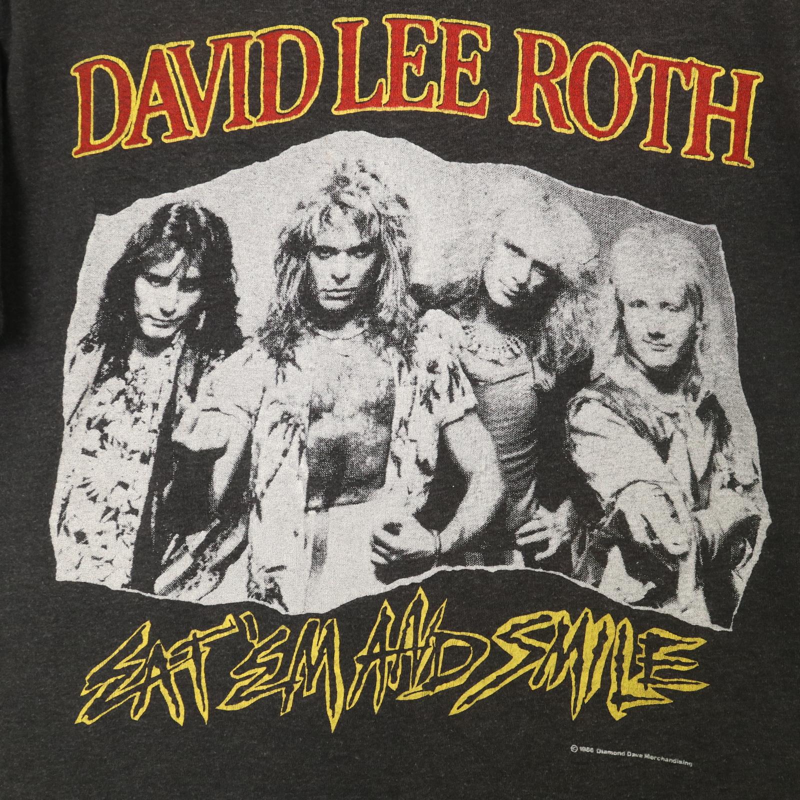 80年代 USA製 SCREEN STARS スクリーンスターズ DAVID LEE ROTH 半袖Tシャツ バンド ブラック（メンズ M ）中古 古着 A4609