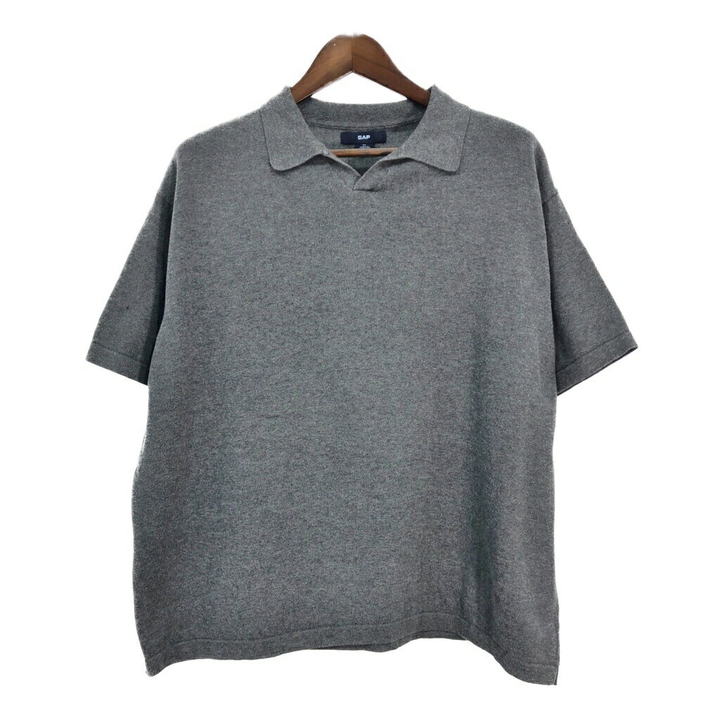 00年代 GAP ギャップ オープンカラー ポロシャツ グレー(メンズ XL)中古 古着 T4485