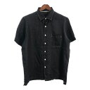 Tasso Elba 半袖リネンシャツ 後染め ブラック (メンズ XL) 中古 古着 T4599