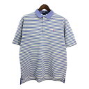 Polo by Ralph Lauren ポロ ラルフローレン ポロシャツ ボーダー ライトブルー (メンズ L) 中古 古着 T4764(4)