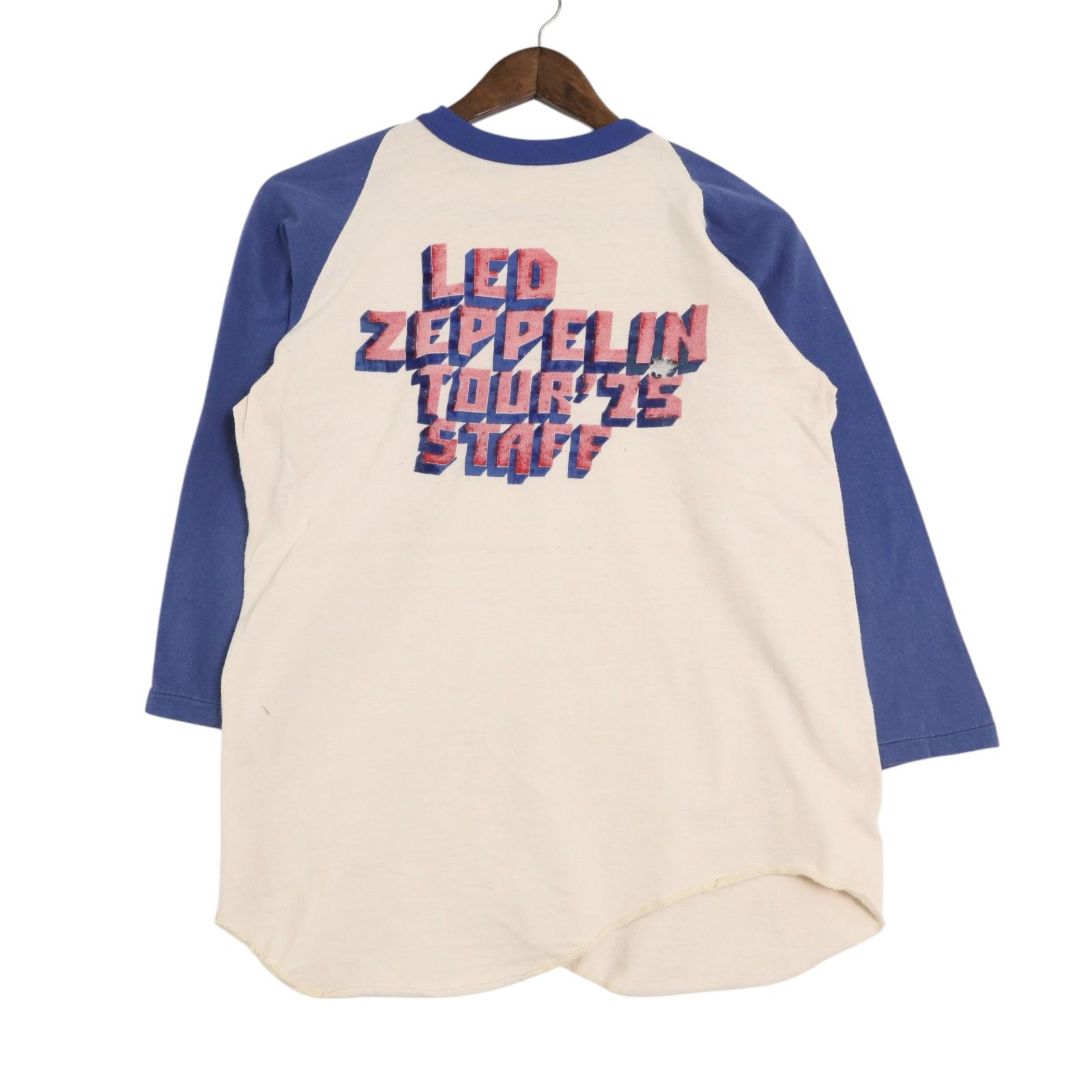70年代 USA製 SHOWCO LED ZEPPELIN レッド・ツェッペリン 1975 ツアー STAFF 七部丈Tシャツ ヴィンテージ バンド（メンズ L ）A4532
