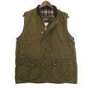 90年代 イングランド製 Barbour バブアー WESTMORLAMD ウエストムアランド オイルドベスト オリーブ(メンズ L )中古 古着 A4629