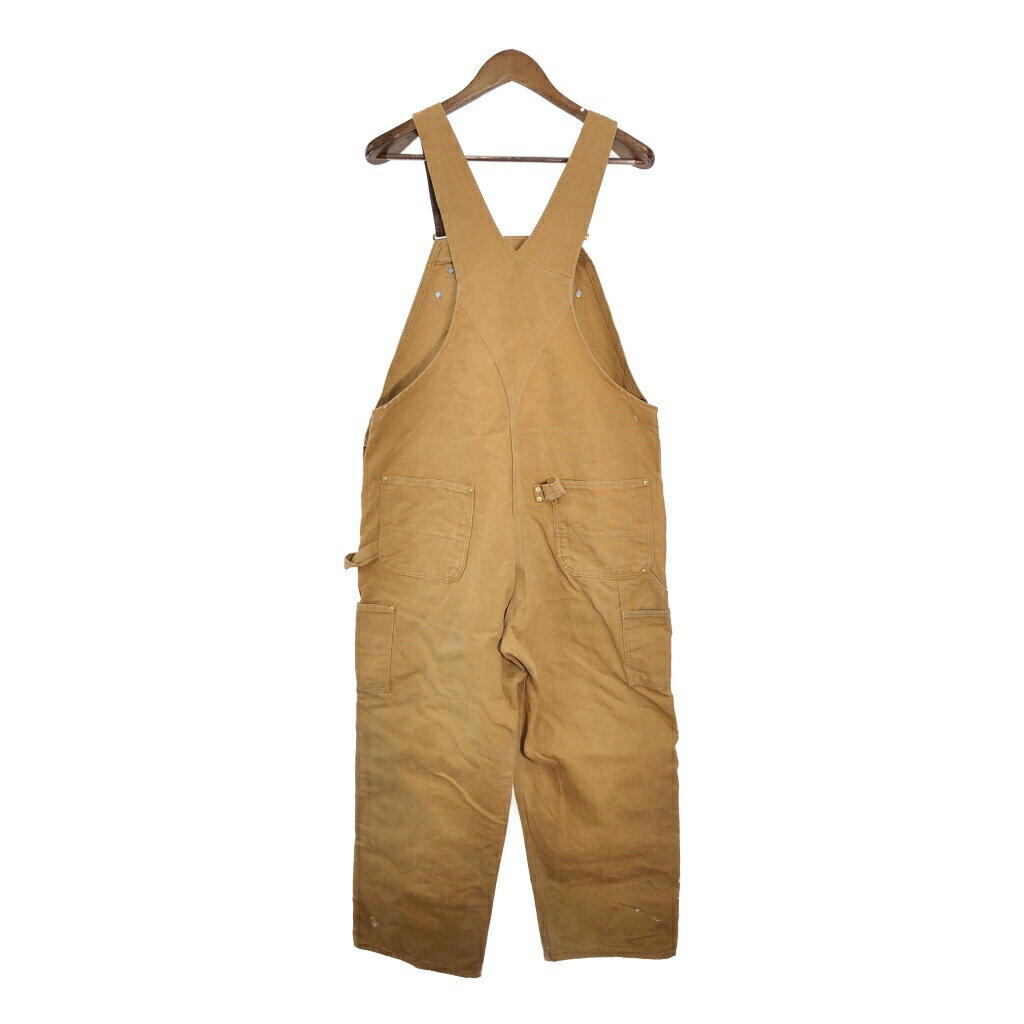 90年代 USA製 Carhartt カーハート ダック ダブルニー ビブオーバーオール 大きいサイズ ワーク（メンズ W40 L30）中古 古着 T5030