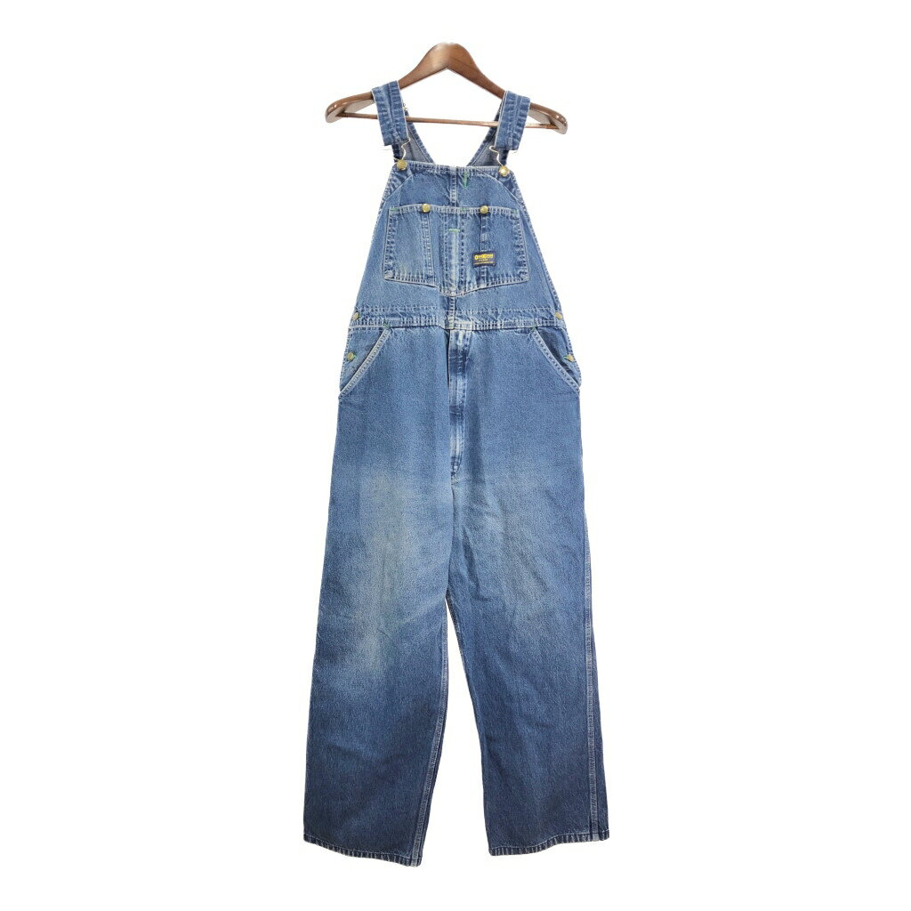 70年代 USA製 OSHKOSH オシュコシュ デニム ビブオーバーオール 大きいサイズ ワーク ブルー(メンズ W38 L34 )中古 古着 T5216