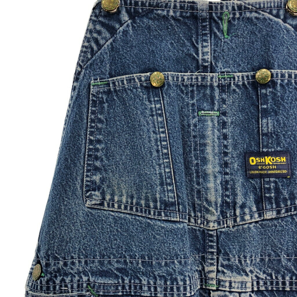 70年代 USA製 OSHKOSH オシュコシュ デニム ビブオーバーオール 大きいサイズ ワーク ブルー（メンズ W38 L34 ）中古 古着 T5216