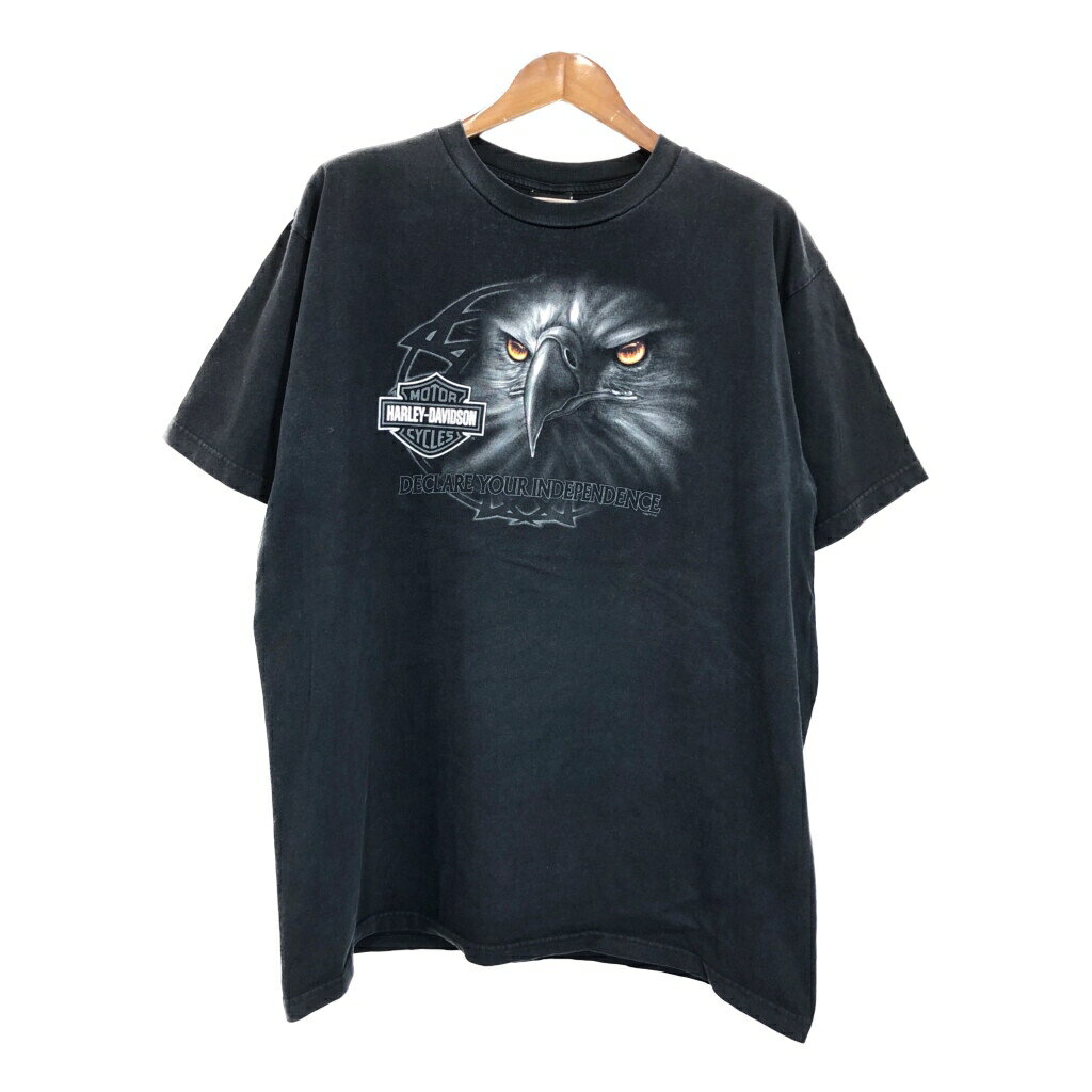 00年代 USA製 HARLEY DAVIDSON ハーレーダビッドソン 半袖Tシャツ 大きいサイズ ブラック(メンズ 2XL)..