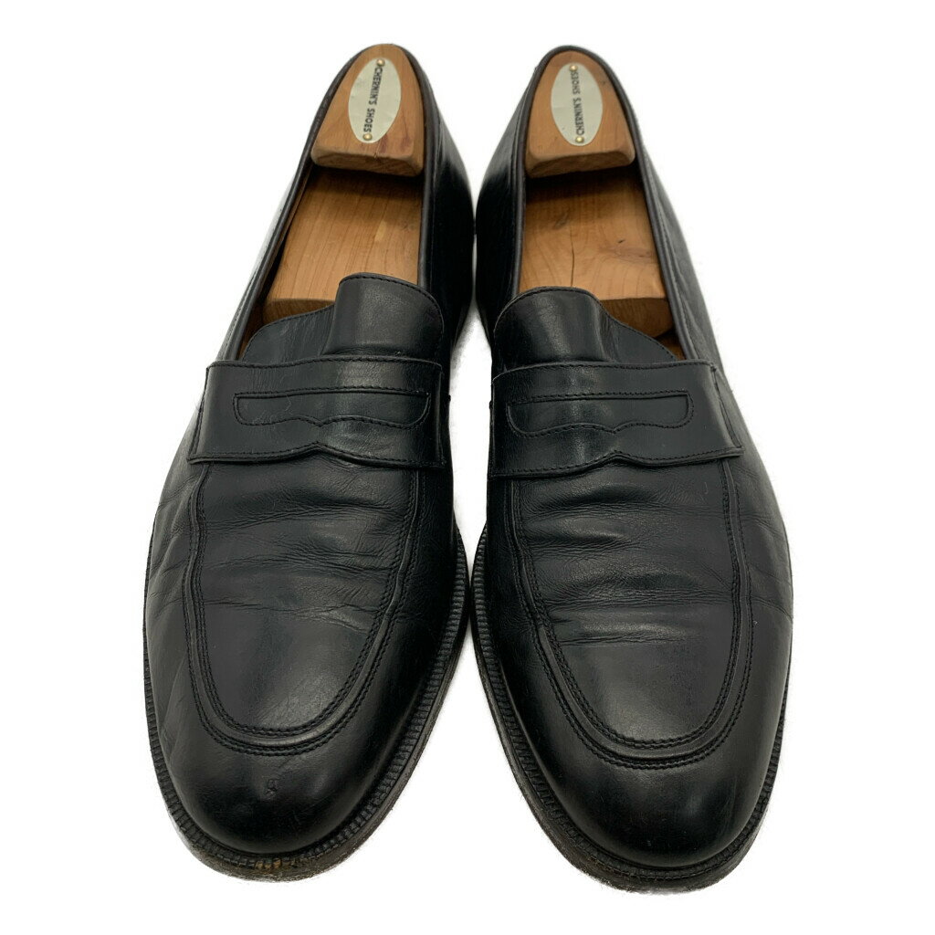 イタリア製 Harrods コインローファー レザーシューズ ブラック(メンズ 42)中古 古着 KA2000