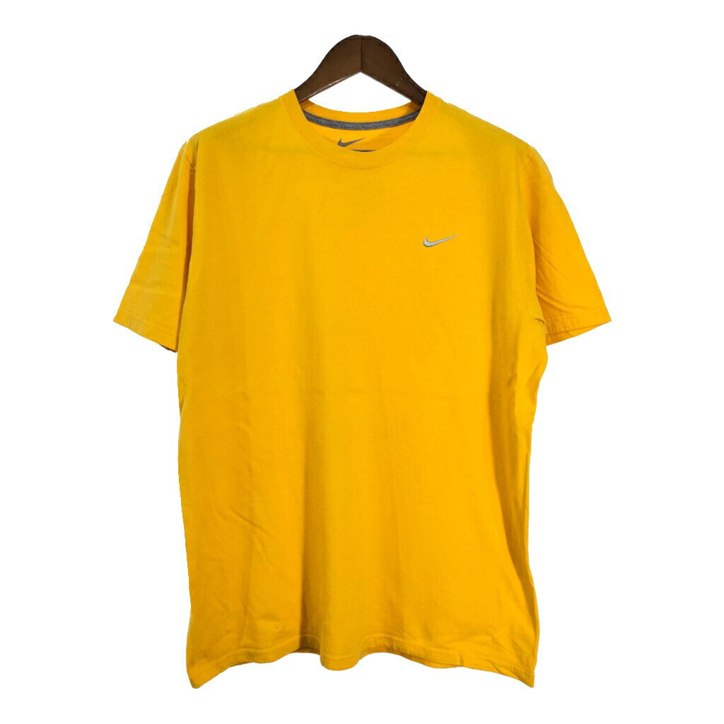 NIKE ナイキ 半袖Tシャツ スポーツ ワンポイントロゴ イエロー（メンズ XL ）中古 古着 T5502