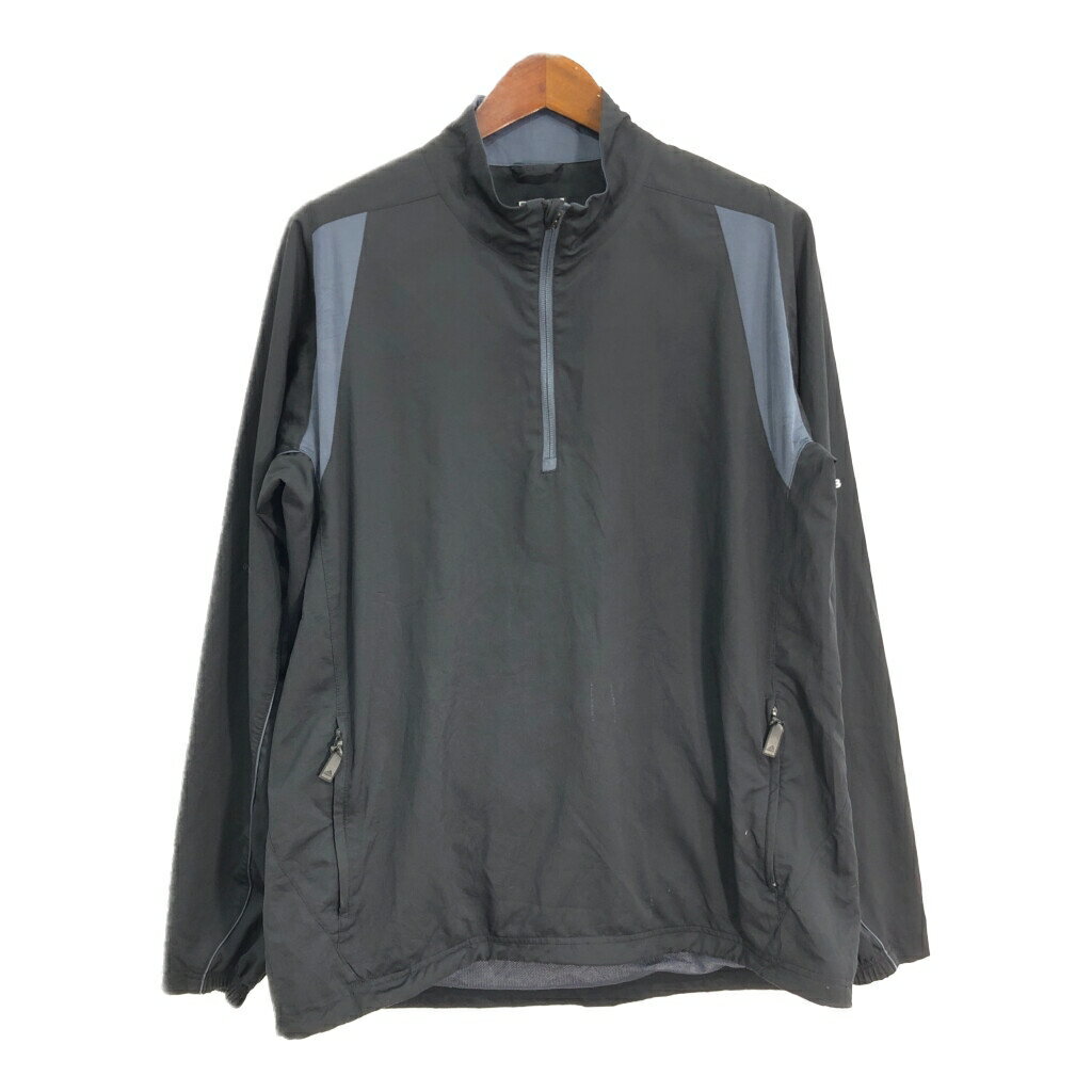 adidas アディダス ハーフジップ プルオーバージャケット スポーツ ブラック(メンズ L )中古 古着 T5577