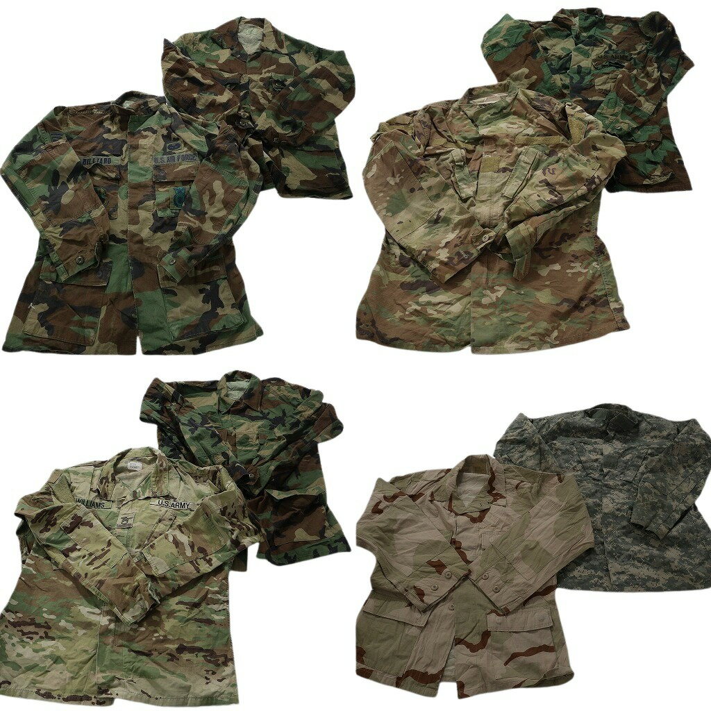 古着卸 まとめ売り 米軍実物 フィールドジャケット ミリタリー 8枚セット (メンズ M ) ウッドランド マルチカム 中古 古着 MZ2436