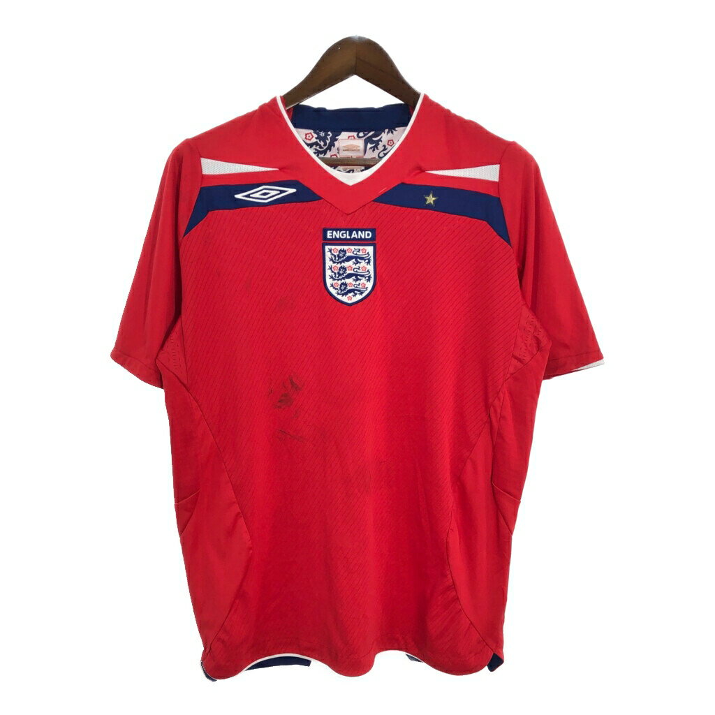 00年代 umbro アンブロ サッカー イングランド代表 2008 ユニフォーム プロチーム レッド(メンズ L)中古 古着 T5896
