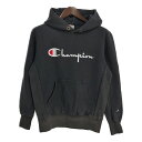 Champion チャンピオン REVERSE WEAVE リバースウィーブ スウェット パーカー ロゴ ブラック(メンズ LARGE)中古 古着 T6401