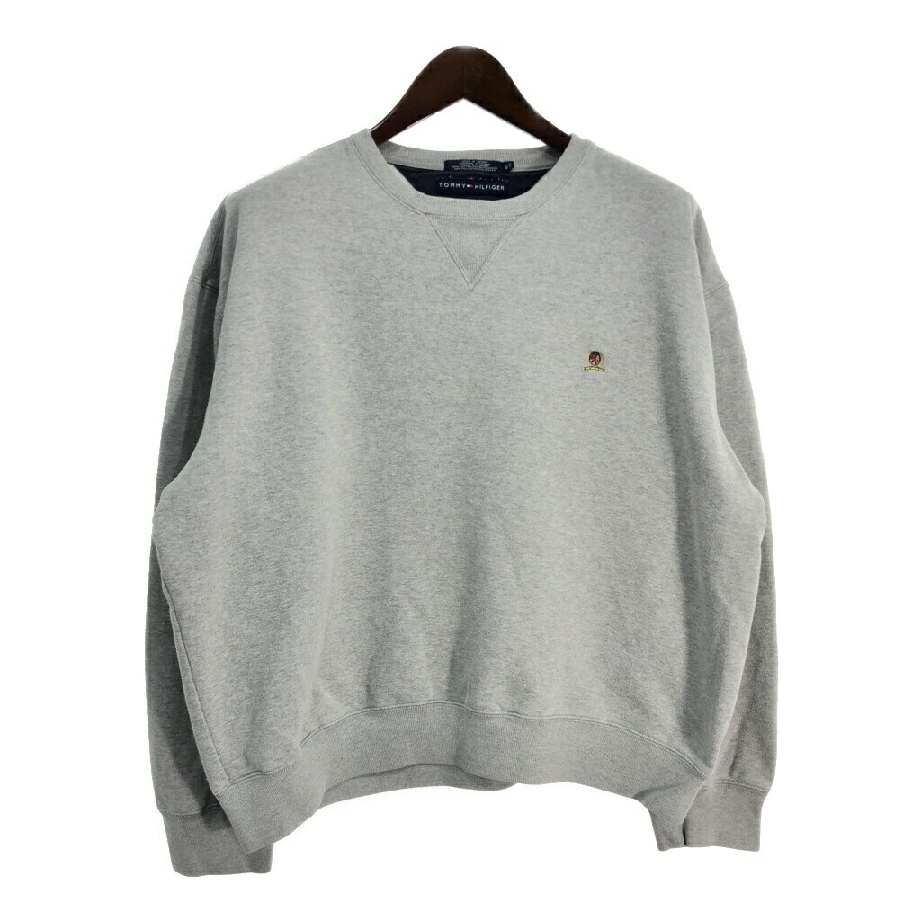 TOMMY HILFIGER トミーヒルフィガー ワンポイントロゴ スウェット グレー(メンズ XL)中古 古着 T6445