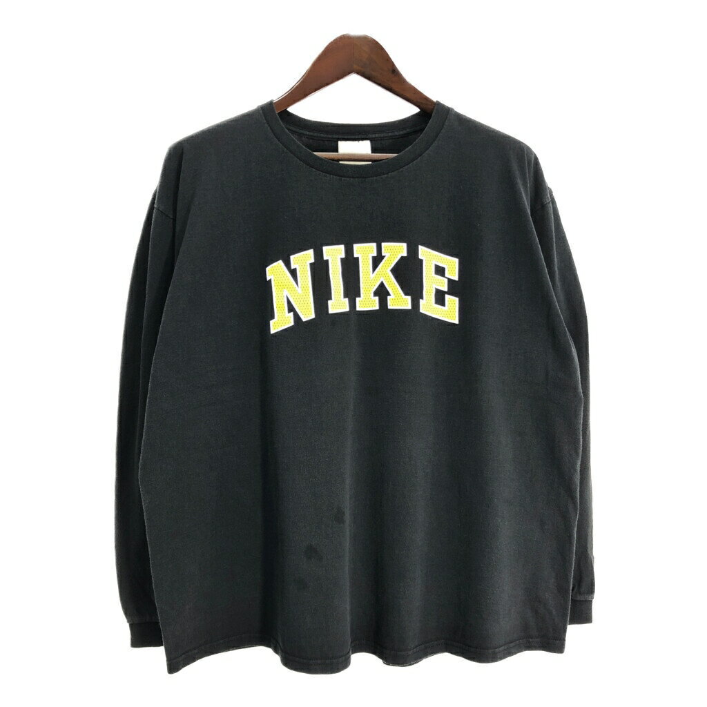 00年代 NIKE ナイキ 長袖Tシャツ スポーツ ブラック(メンズ L)中古 古着 T6498