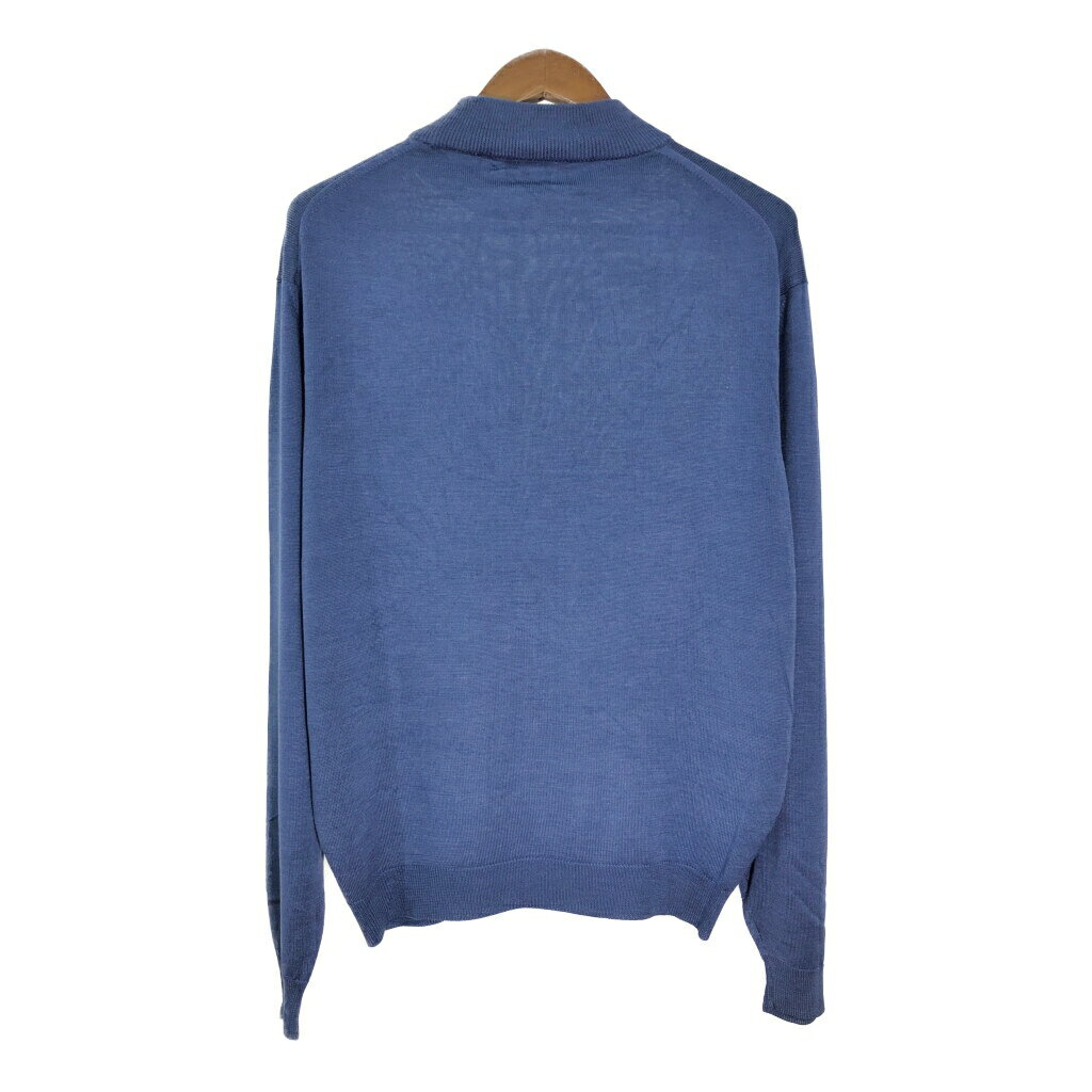 BACHRACH モックネック シルク ニットセーター ブルー(メンズ L)中古 古着 T6511