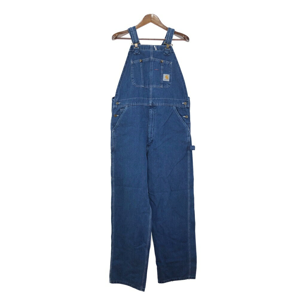 Carhartt カーハート デニム ビブオーバーオール ワーク ブルー(メンズ XL相当)中古 古着 T6523