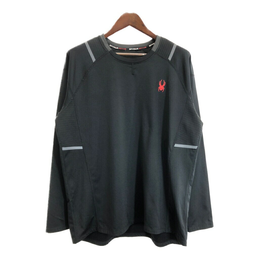 SPYDER スパイダー ワンポイントロゴ 長袖Tシャツ アウトドア ブラック(メンズ XL相当)中古 古着 T6562