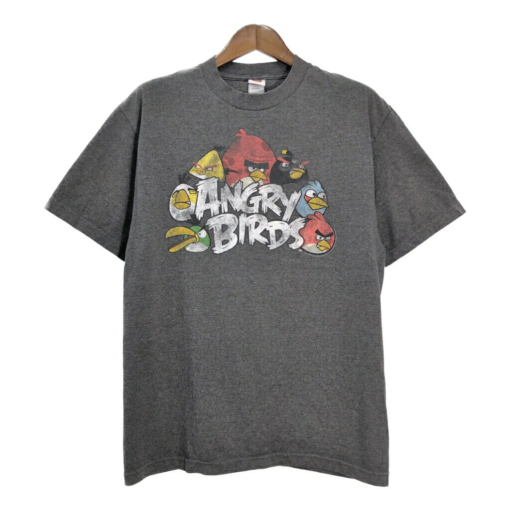 楽天YAMAHISA USEDCLOTHINGSHOPワンポイントロゴ ANGLY BIRDS アングリーバード 半袖Tシャツ ゲーム グレー（メンズ L）中古 古着 T6678