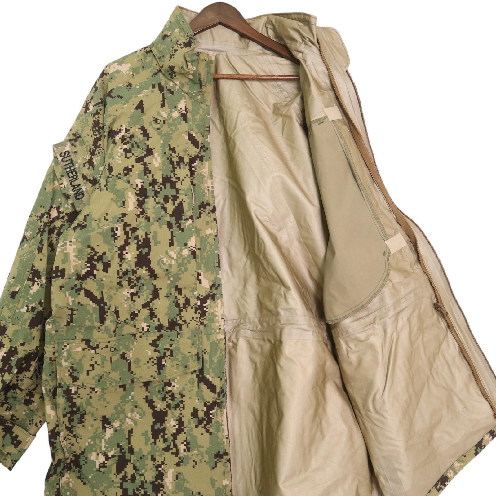 米軍実物 U.S.NAVY NWU GORE-TEXパーカージャケット ミリタリー ウッドランドデジタルカモ(メンズ LARGE X-LONG)中古 古着 A4934