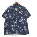 Polo by Ralph Lauren ポロ ラルフローレン オープンカラー ハワイアンシャツ 総柄 パイナップル柄 ネイビー(メンズ L)中古 古着 A49...