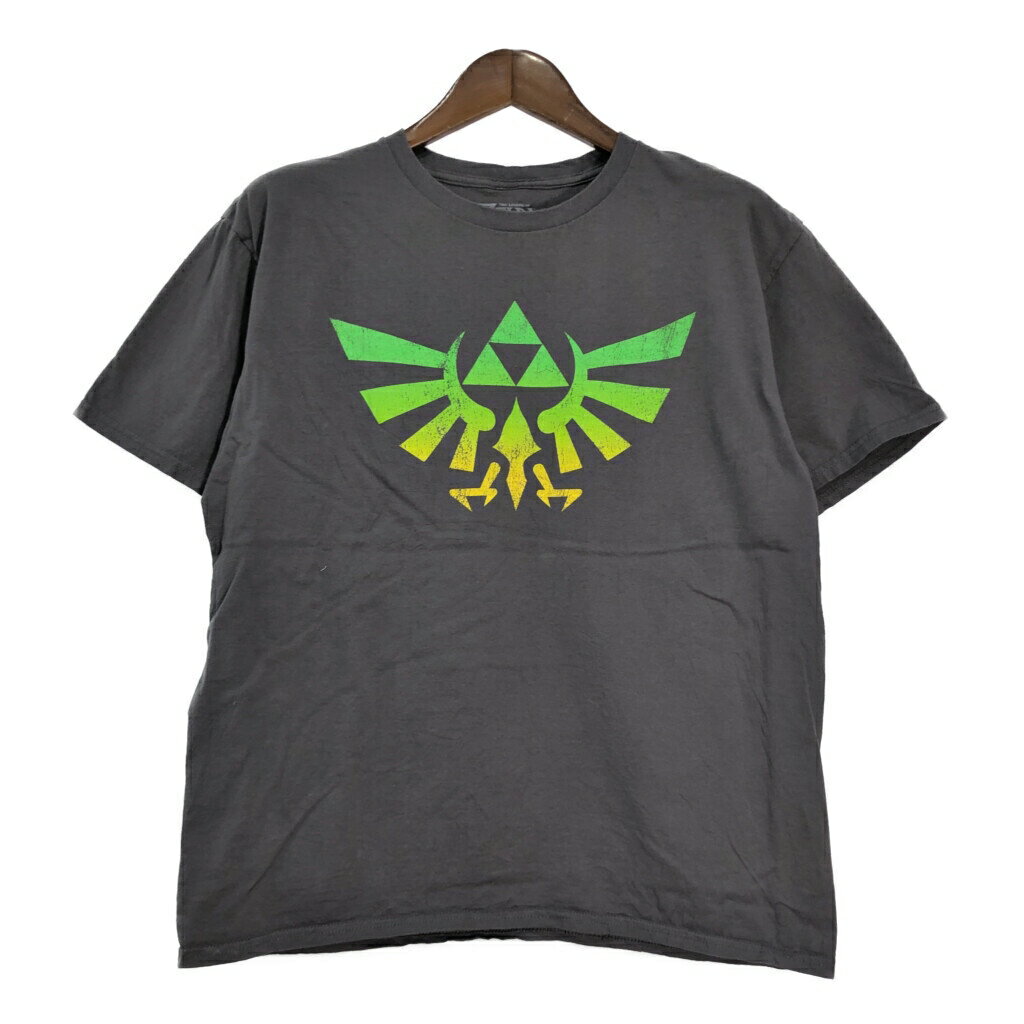 ゼルダの伝説 半袖Tシャツ ゲーム グレー(メンズ L)中古 古着 T6685