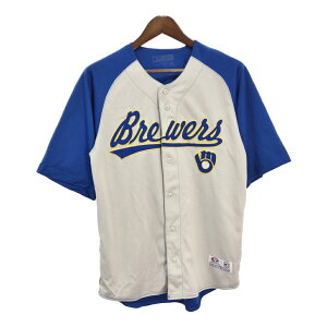 TRUE FAN MLB ミルウォーキー・ブルワーズ ベースボールシャツ ユニフォーム プロチーム メジャーリーグ グレー(メンズ)中古 古着 T7111