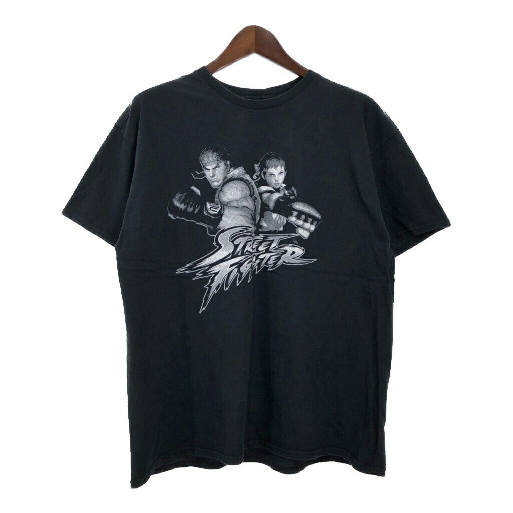 ストリートファイター Street Fighter 半袖Tシャツ ゲーム キャラクター ブラック(メンズ L相当)中古 古着 T7316