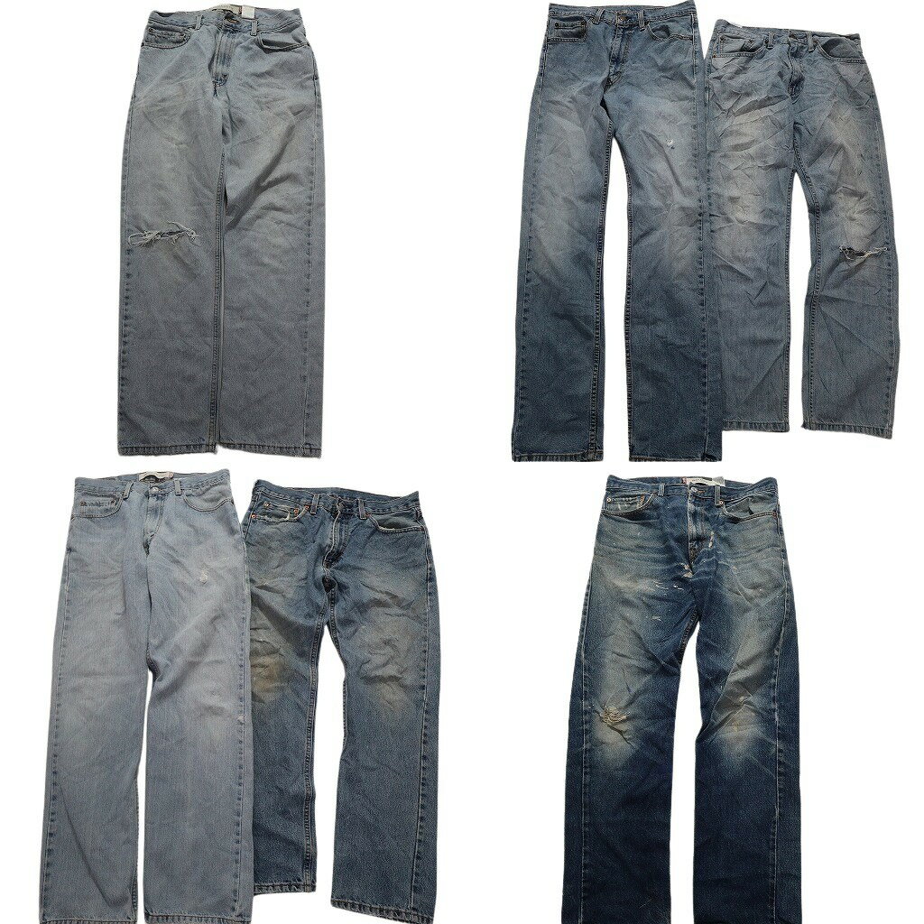 【B品】古着卸 まとめ売り リーバイス 505 デニム パンツ 6枚セット (メンズ 31 /32 /33 /34 ) インディゴブルー 中古 古着 MZ4818